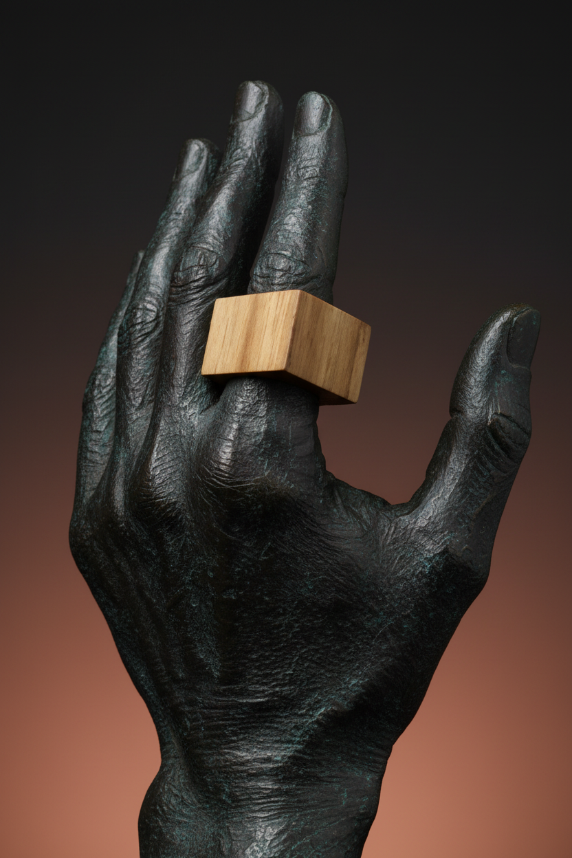 Anel madeira - mano bronzo sfondo terracotta antracite