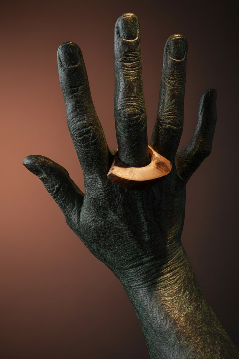 Anel mogno illuminato - mano bronzo ossidato