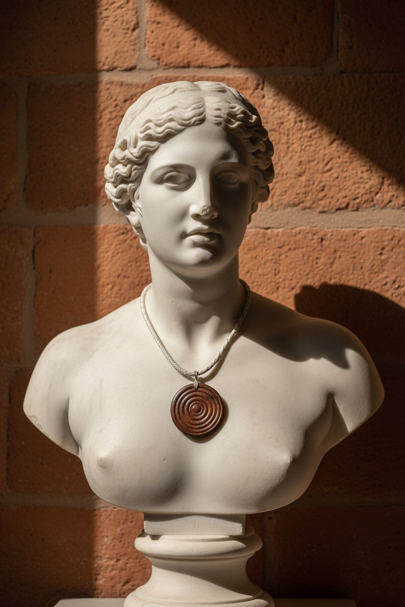 Colar rotondo su statua di marmo