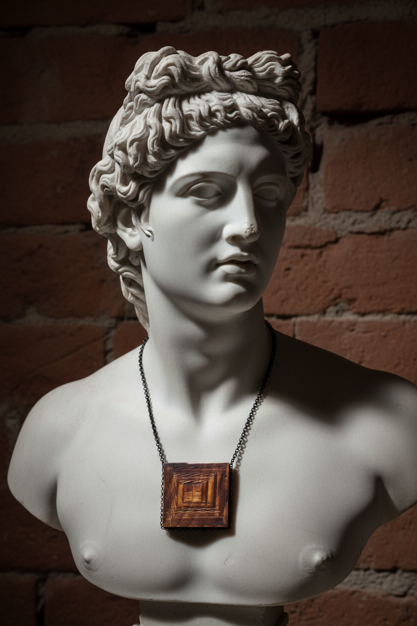 Collana su statua di marmo classica