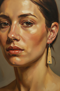 Brincos em bambu com cristal azul — ritratto dipinto