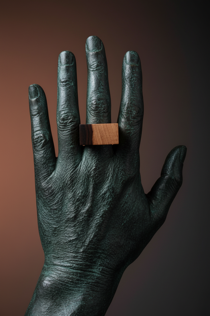 Mano scultura bronzo - sfondo terracotta antracite