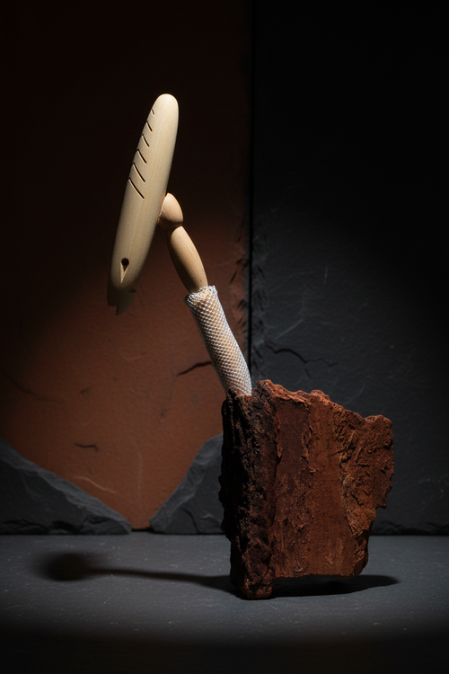 Scultura disco con base corteccia - ambientata