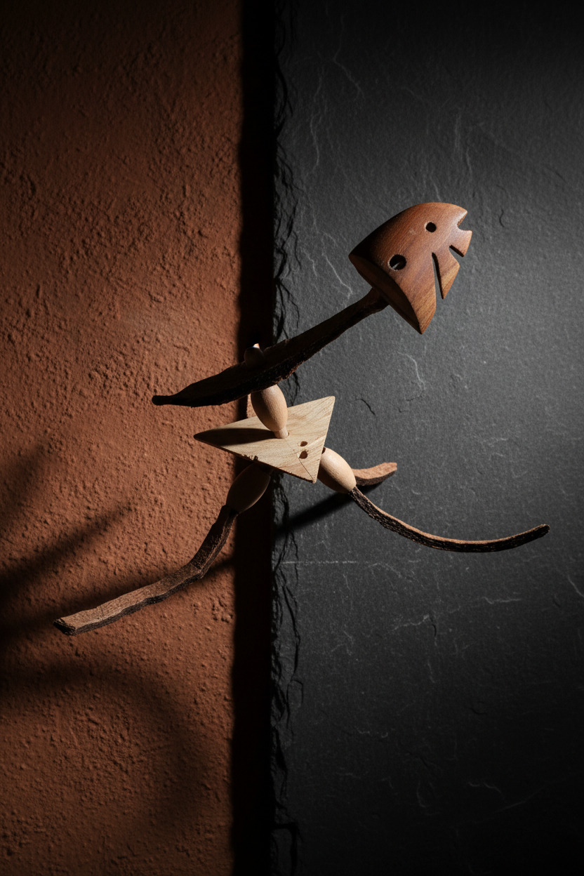 Scultura figura dinamica con corteccia - ambientata